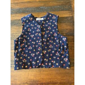 Vintage Karen Scott Floral 100% Cotton Vest, Women's size Large